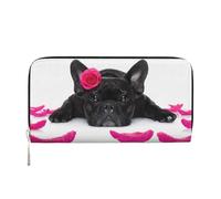 Hnnkloy Rosa de San Valentín para Perro Bulldog francés,Carteras de Cuero PU de Gran Capacidad para Hombres y Mujeres.