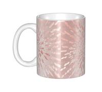 Hnnkloy Rosa Oro Rosa Rubor Trazos Dorados Rayas Brillantes,Taza de cerámica grande para café, ideal para cocina, restaurante, oficina o cafetería, 330 ml.