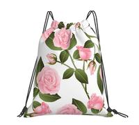 Hnnkloy Rosa rosa sobre fondo blanco,Mochila con cordón unisex, bolsa deportiva para gimnasio, mochila informal para el día a día.
