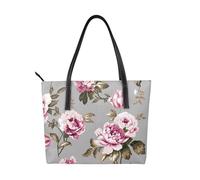 Hnnkloy Rosa tulipán vintage estilo shabby chic,Bolso de mano de piel sintética, bolso tote de gran capacidad, bolso de hombro para mujer, ideal para el trabajo y los viajes.