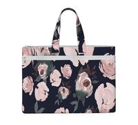 Hnnkloy Rosas de acuarela rosadas con flores azul marino oscuro,Bolsa de lona para documentos con cremallera, bolso de mano, maletín para la escuela y la oficina.