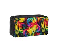 Hnnkloy Rosas de pétalos de arcoíris,Estuche de lápices de Gran Capacidad, portátil, para bolígrafos, Bolsa de papelería para la Escuela y la Oficina.