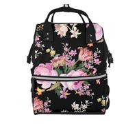 Hnnkloy Rosas rosadas vintage sobre fondo natural.Mochila de maternidad de gran capacidad, bolso cambiador, mochila de viaje para actividades al aire libre.