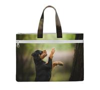 Hnnkloy Rottweiler Mascotas Cachorros Perros Bokeh,Bolsa de lona para documentos con cremallera, bolso de mano, maletín para la escuela y la oficina.