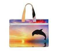 Hnnkloy Salto de delfines,Bolsa de lona para documentos con cremallera, bolso de mano, maletín para la escuela y la oficina.