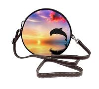 Hnnkloy Salto de delfines,Bolso de hombro de piel sintética, bolso cruzado redondo - Bolso circular para mujer