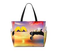 Hnnkloy Salto de delfines,Bolso de playa de gran capacidad, bolso de hombro de viaje para mujer, bolso de mano impermeable.