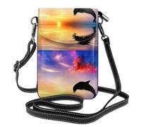 Hnnkloy Salto de delfines,Bolsos para celular para mujer, bolsos pequeños cruzados - Cartera para celular de cuero sintético con ranuras para tarjetas de crédito
