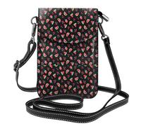 Hnnkloy Sandías Cerezas Negras,Bolsos para celular para mujer, bolsos pequeños cruzados - Cartera para celular de cuero sintético con ranuras para tarjetas de crédito