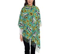 Hnnkloy Schnauzer Girasoles Primavera Verano Floral Perro Raza Perro,Bufanda grande de cachemira sintética para mujer, chal ligero con borlas, 197 x 72 cm