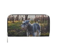 Hnnkloy Schnauzer Miniatura, Mascotas de césped, Perros Grises,Carteras de Cuero PU de Gran Capacidad para Hombres y Mujeres.