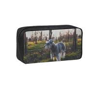 Hnnkloy Schnauzer Miniatura, Mascotas de césped, Perros Grises,Estuche de lápices de Gran Capacidad, portátil, para bolígrafos, Bolsa de papelería para la Escuela y la Oficina.