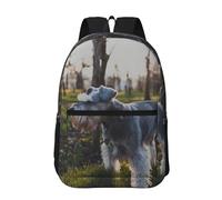 Hnnkloy Schnauzer miniatura, mascotas de césped, perros grises,Mochila informal de 17 pulgadas con bolsillos, resistente al agua, para la escuela.