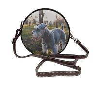 Hnnkloy Schnauzer miniatura, mascotas de jardín, perros grises,Bolso de hombro de piel sintética, bolso cruzado redondo - Bolso circular para mujer