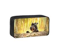 Hnnkloy Schnauzer Miniatura Mascotas Perros Negros,Estuche de lápices de Gran Capacidad, portátil, para bolígrafos, Bolsa de papelería para la Escuela y la Oficina.