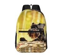 Hnnkloy Schnauzer miniatura Mascotas Perros negros,Mochila informal de 17 pulgadas con bolsillos, resistente al agua, para la escuela.