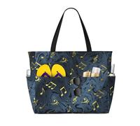 Hnnkloy Señal musical de música metal,Bolso de playa de gran capacidad, bolso de hombro de viaje para mujer, bolso de mano impermeable.