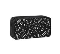 Hnnkloy Señales de Notas Musicales Negras,Estuche de lápices de Gran Capacidad, portátil, para bolígrafos, Bolsa de papelería para la Escuela y la Oficina.