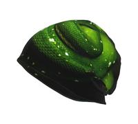 Hnnkloy Serpiente Reptil Verde,Gorro de Punto de poliéster, Gorro de Calavera, pasamontañas