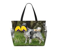 Hnnkloy Setter Inglés Césped Mascotas Perros Setter Inglés,Bolso de playa de gran capacidad, bolso de hombro de viaje para mujer, bolso de mano impermeable.