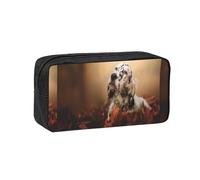 Hnnkloy Setter Inglés Otoño Mascotas Cachorros Perros Inglés,Estuche de lápices de Gran Capacidad, portátil, para bolígrafos, Bolsa de papelería para la Escuela y la Oficina.