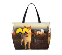 Hnnkloy Shiba Inu Mascotas Perros Atardecer Bokeh Shiba Inu,Bolso de playa de gran capacidad, bolso de hombro de viaje para mujer, bolso de mano impermeable.