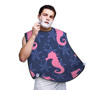 Hnnkloy Silueta de caballito de mar y estrella de mar, Babero de afeitar para hombre, delantal para barba, recogedor de pelo de barba para hombre 107x73cm