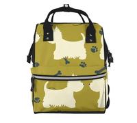 Hnnkloy Silueta de perro, animal de las Tierras Altas Occidentales, Oeste.Mochila de maternidad de gran capacidad, bolso cambiador, mochila de viaje para actividades al aire libre.