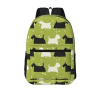 Hnnkloy Silueta de perro Scottie Westie Tier,Mochila informal de 17 pulgadas con bolsillos, resistente al agua, para la escuela.