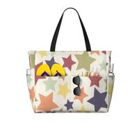 Hnnkloy Superficie colorida de la estrella,Bolso de playa de gran capacidad, bolso de hombro de viaje para mujer, bolso de mano impermeable.