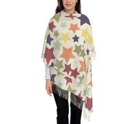 Hnnkloy Superficie colorida de la estrella,Bufanda grande de cachemira sintética para mujer, chal ligero con borlas, 197 x 72 cm