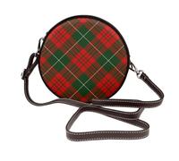 Hnnkloy Tartán escocés navideño,Bolso de hombro de piel sintética, bolso cruzado redondo - Bolso circular para mujer