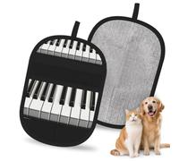 Hnnkloy Teclas de Piano Impresas en Blanco y Negro, Paquete de 2 Guantes para Eliminar el Pelo de Mascotas, Guantes de Aseo antiestáticos para Perros y Gatos.