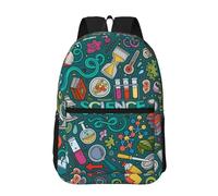 Hnnkloy Tema de ciencia de dibujos animados,Mochila informal de 17 pulgadas con bolsillos, resistente al agua, para la escuela.