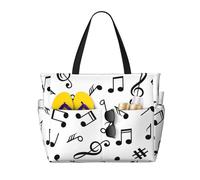 Hnnkloy Tema musical impreso,Bolso de playa de gran capacidad, bolso de hombro de viaje para mujer, bolso de mano impermeable.