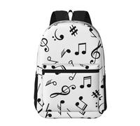 Hnnkloy Tema musical impreso,Mochila informal de 17 pulgadas con bolsillos, resistente al agua, para la escuela.