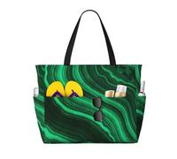 Hnnkloy Textura de malaquita,Bolso de playa de gran capacidad, bolso de hombro de viaje para mujer, bolso de mano impermeable.