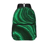 Hnnkloy Textura de malaquita,Mochila informal de 17 pulgadas con bolsillos, resistente al agua, para la escuela.