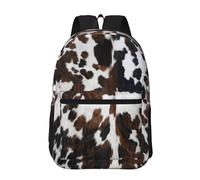 Hnnkloy Textura de piel de vaca color canela, negro y blanco,Mochila informal de 17 pulgadas con bolsillos, resistente al agua, para la escuela.