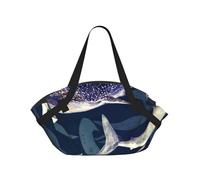 Hnnkloy Tiburón Ballena Vida Marina,Esterilla de Camping portátil, Manta de Picnic Plegable Multifuncional Que también Sirve como Bolsa de Camping para Viajes.