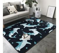 Hnnkloy Tiburón Martillo en Acuarela, Alfombra Grande Antideslizante para Sala de Estar o Dormitorio, 208 x 148 cm.