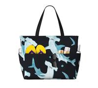 Hnnkloy Tiburón martillo en acuarela,Bolso de playa de gran capacidad, bolso de hombro de viaje para mujer, bolso de mano impermeable.