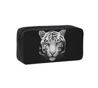 Hnnkloy Tigre Blanco de pupila Azul,Estuche de lápices de Gran Capacidad, portátil, para bolígrafos, Bolsa de papelería para la Escuela y la Oficina.