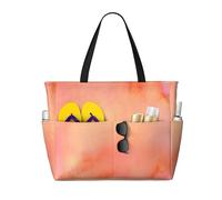 Hnnkloy Tonos de acuarela coral rosa naranja,Bolso de playa de gran capacidad, bolso de hombro de viaje para mujer, bolso de mano impermeable.