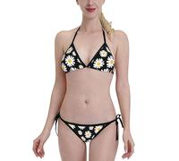 Hnnkloy Traje de baño Bikini de Talla única con Ajuste Ajustable,Flores de Margarita,Bikini