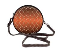 Hnnkloy Trébol de cuatro hojas dorado sobre fondo naranja quemado,Bolso de hombro de piel sintética, bolso cruzado redondo - Bolso circular para mujer