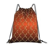 Hnnkloy Trébol de cuatro hojas dorado sobre fondo naranja quemado,Mochila con cordón unisex, bolsa deportiva para gimnasio, mochila informal para el día a día.