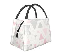 Hnnkloy Triángulo geométrico de mármol rosa gris plateado,Bolsa de almuerzo portátil, bolsa isotérmica, fiambrera duradera, bolsa térmica reutilizable.