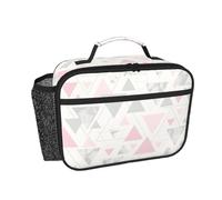 Hnnkloy Triángulo geométrico de mármol rosa gris plateado,Bolsa de almuerzo portátil, fiambrera resistente, bolsa isotérmica reutilizable