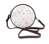 Hnnkloy Triángulo geométrico de mármol rosa gris plateado,Bolso de hombro de piel sintética, bolso cruzado redondo - Bolso circular para mujer